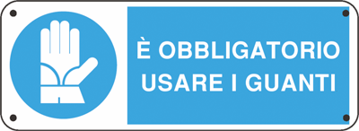 Cartello "È obbligatorio usare i guanti"