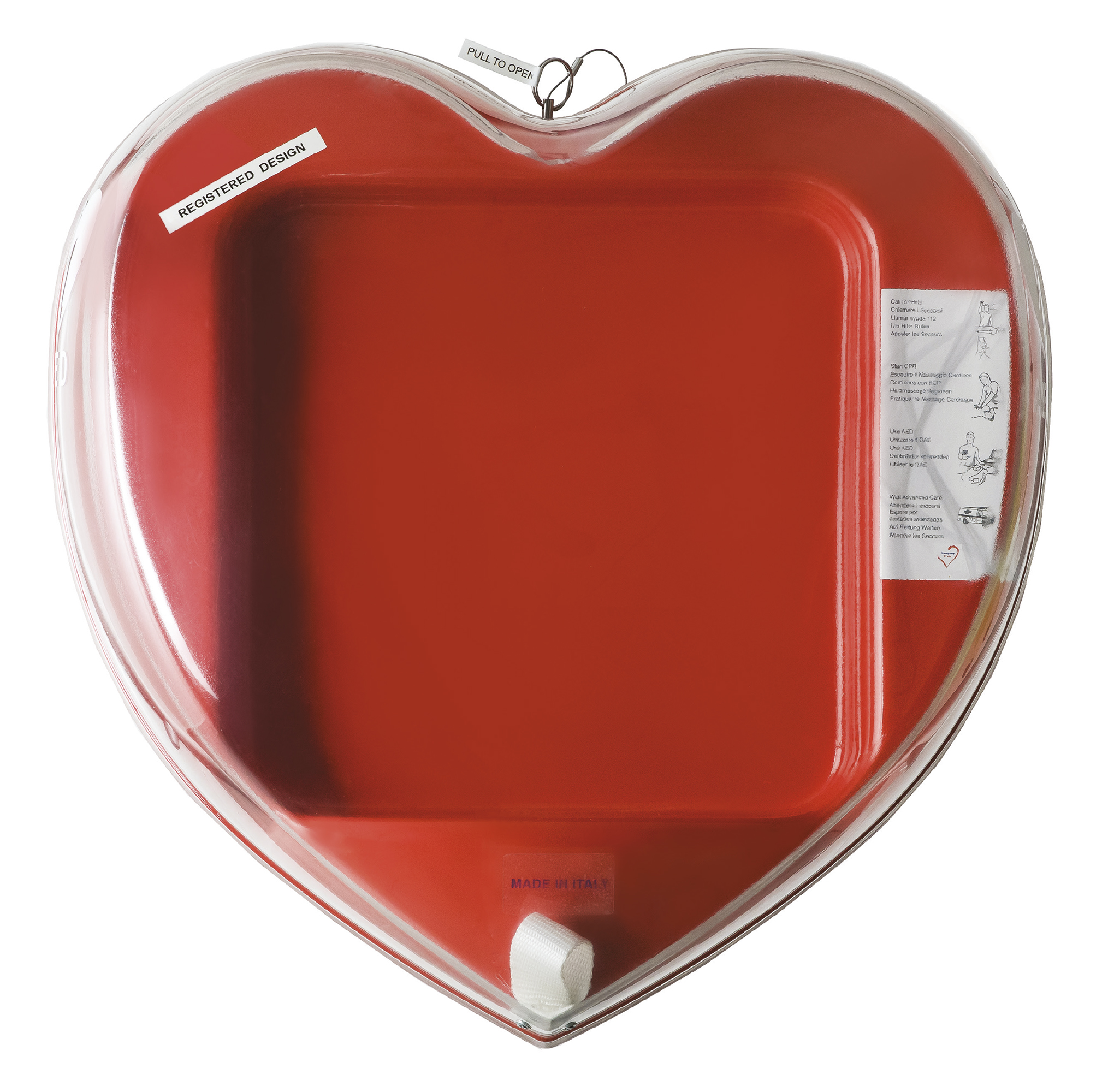 Teca per defibrillatore a forma di cuore