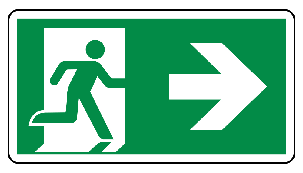 Cartello "Uscita di emergenza a destra"