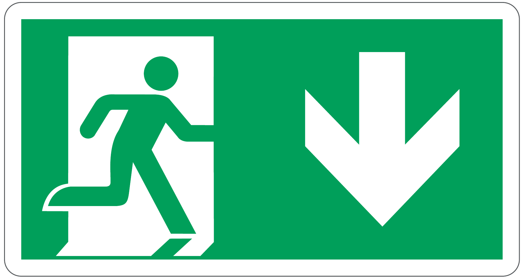 Cartello "Uscita di emergenza in basso"