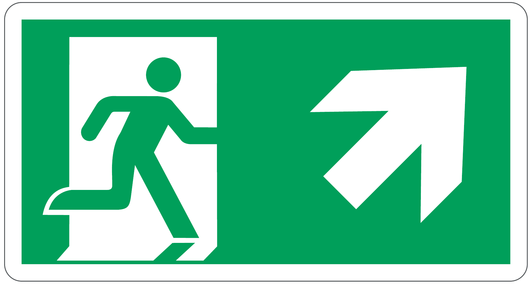 Cartello "Uscita di emergenza in alto a destra"