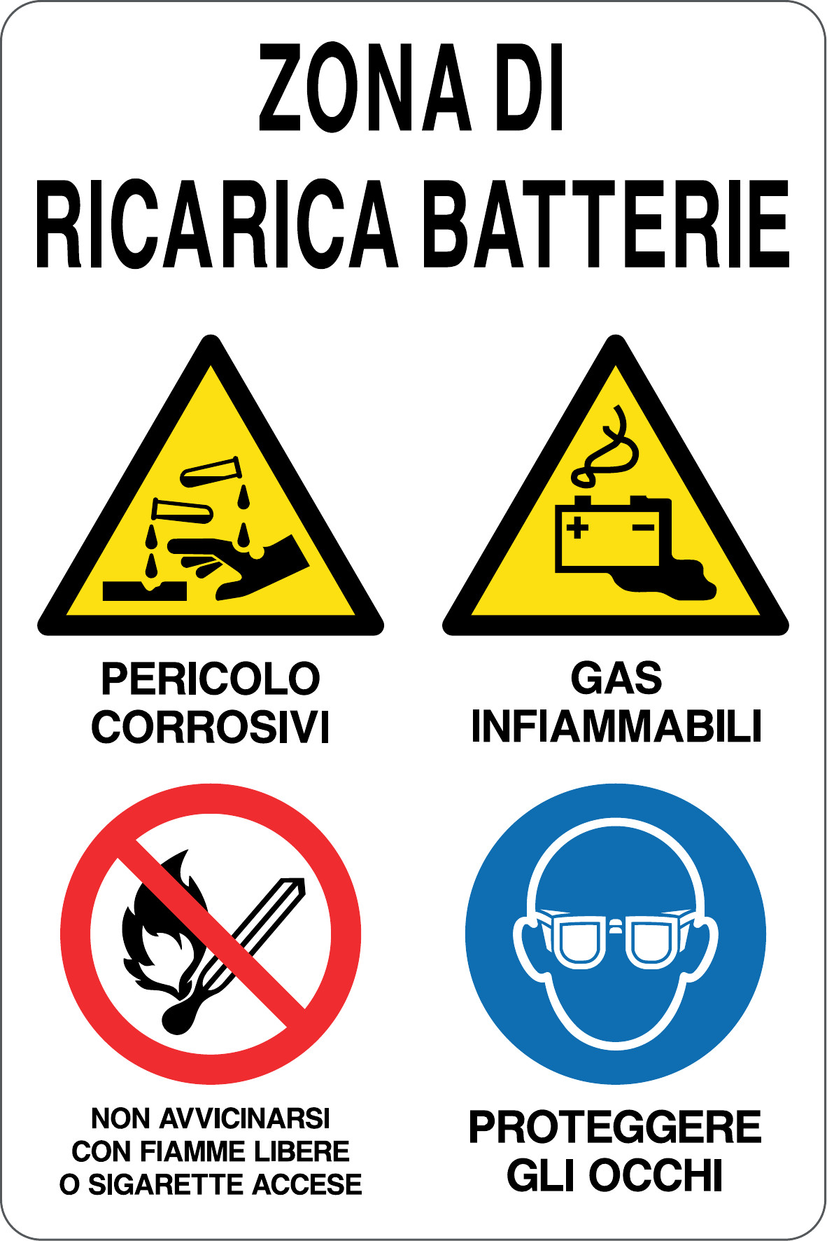 Cartello "Zona di ricarica batterie