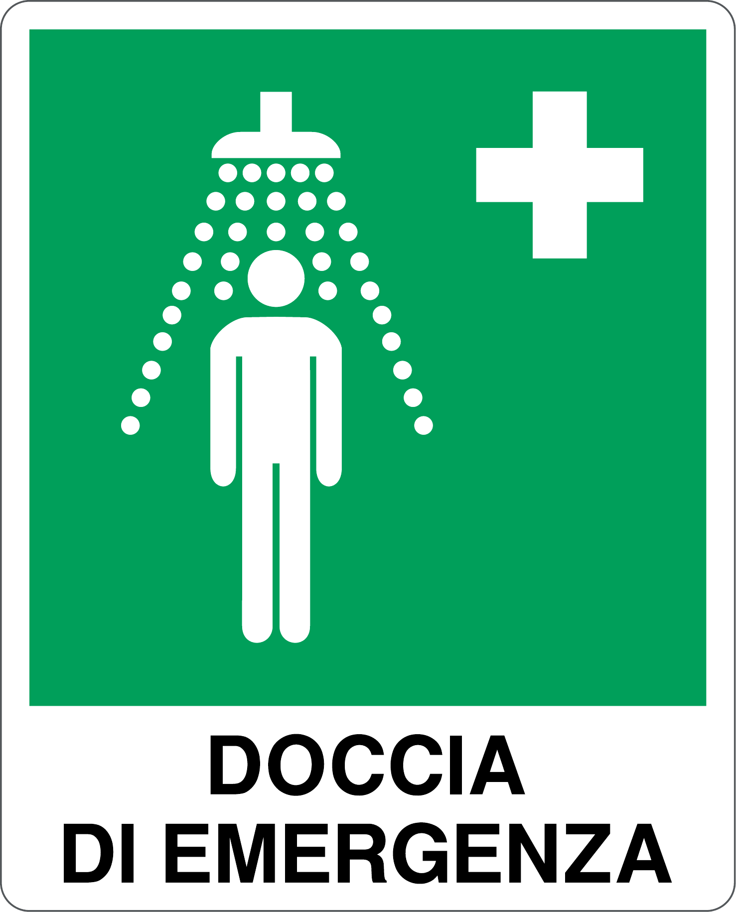 Cartello "Doccia di emergenza"